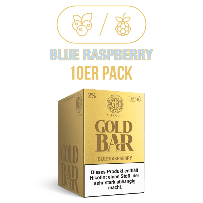 10er VPE - Gold Bar 2ml - Blue Raspberry 20mg