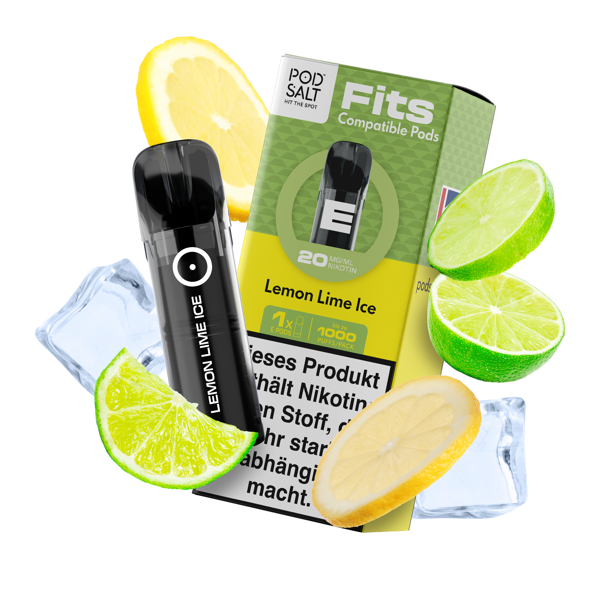 Pod Salt, Fits Pods Lemon Lime 20mg/ml (3er Pack)