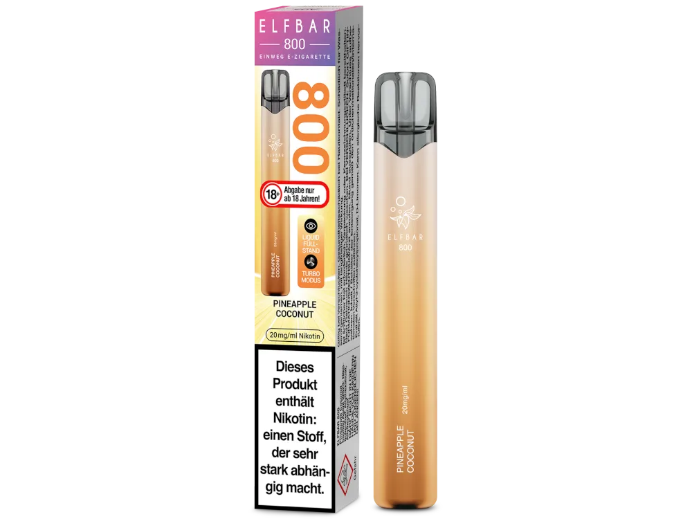 Elfbar 800 Einweg E-Zigarette | 20mg, 2ml | Pineapple Coconut