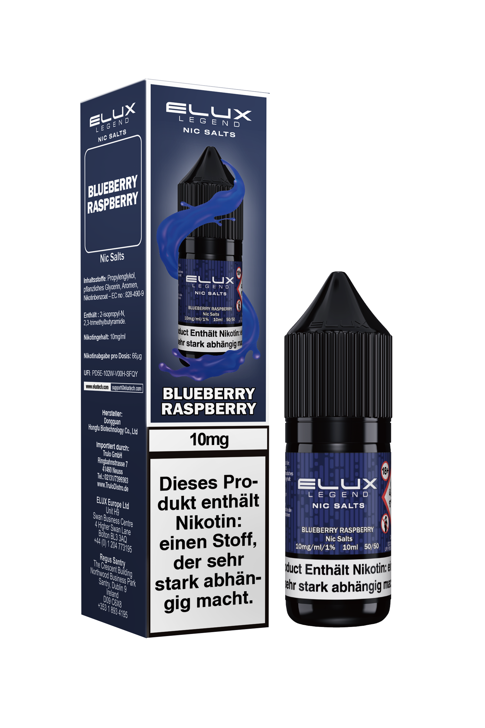 Elux Nic Salts, Blueberry Raspberry 10ml 10mg