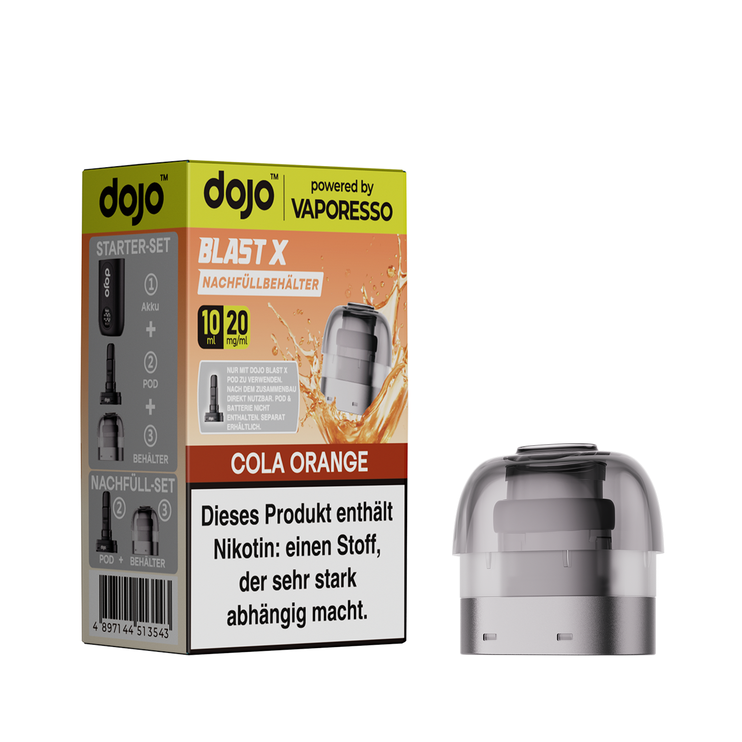 Dojo Blast X, Nachfüllbehälter, Cola Orange 20mg 10ml