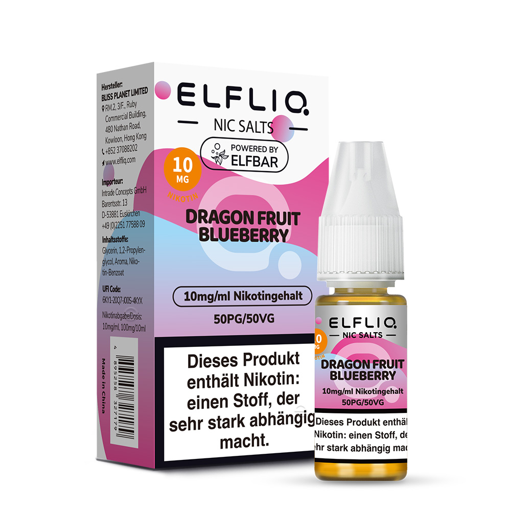 ELFLIQ, Dragon Fruit Blueberry Nikotinsalzliquid 10ml 10mg